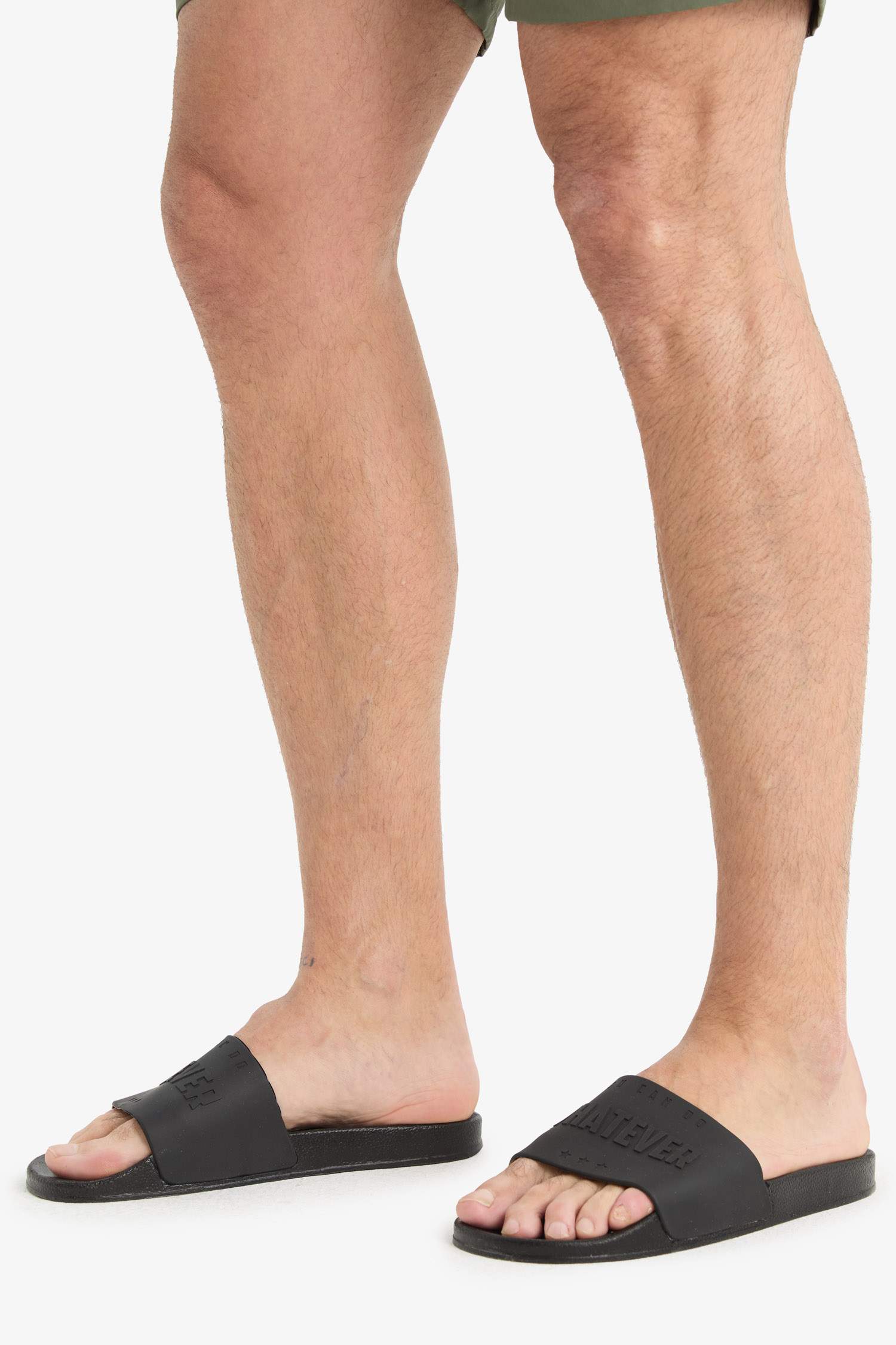 Man Flat Sole Faux Leather Slippers