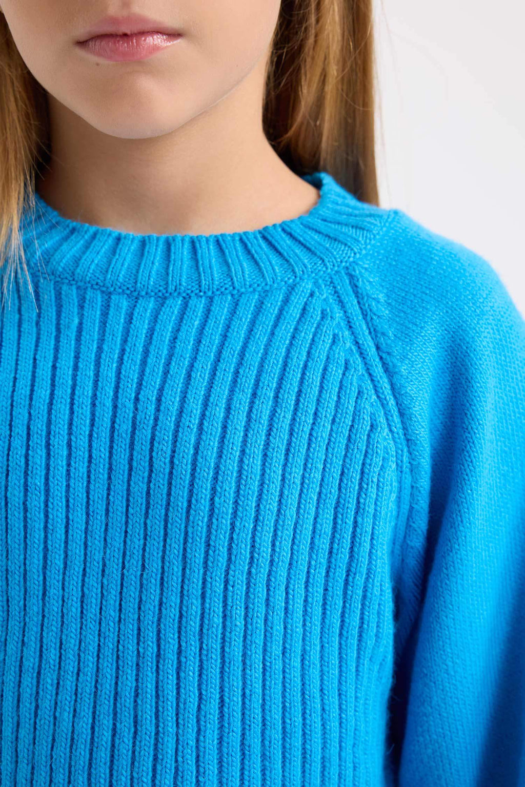 Girls Standard Fit Crew Neck Sweater with Elasticated Cuffs