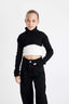 Girls Black and White Crop Turtleneck Knit Sweater