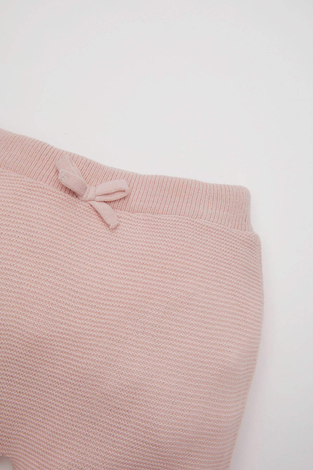 Baby Girl Basic Plain Knitted Trousers with Elastic Waistband and Booties