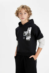 Boys Hooded Printed Sweatshirt