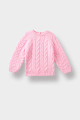 Baby Girl Crew Neck Hair Knitted Sweater