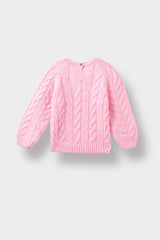 Baby Girl Crew Neck Hair Knitted Sweater