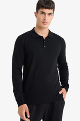 Standard Fit Polo Collar Premium Buttoned Knitwear Sweater