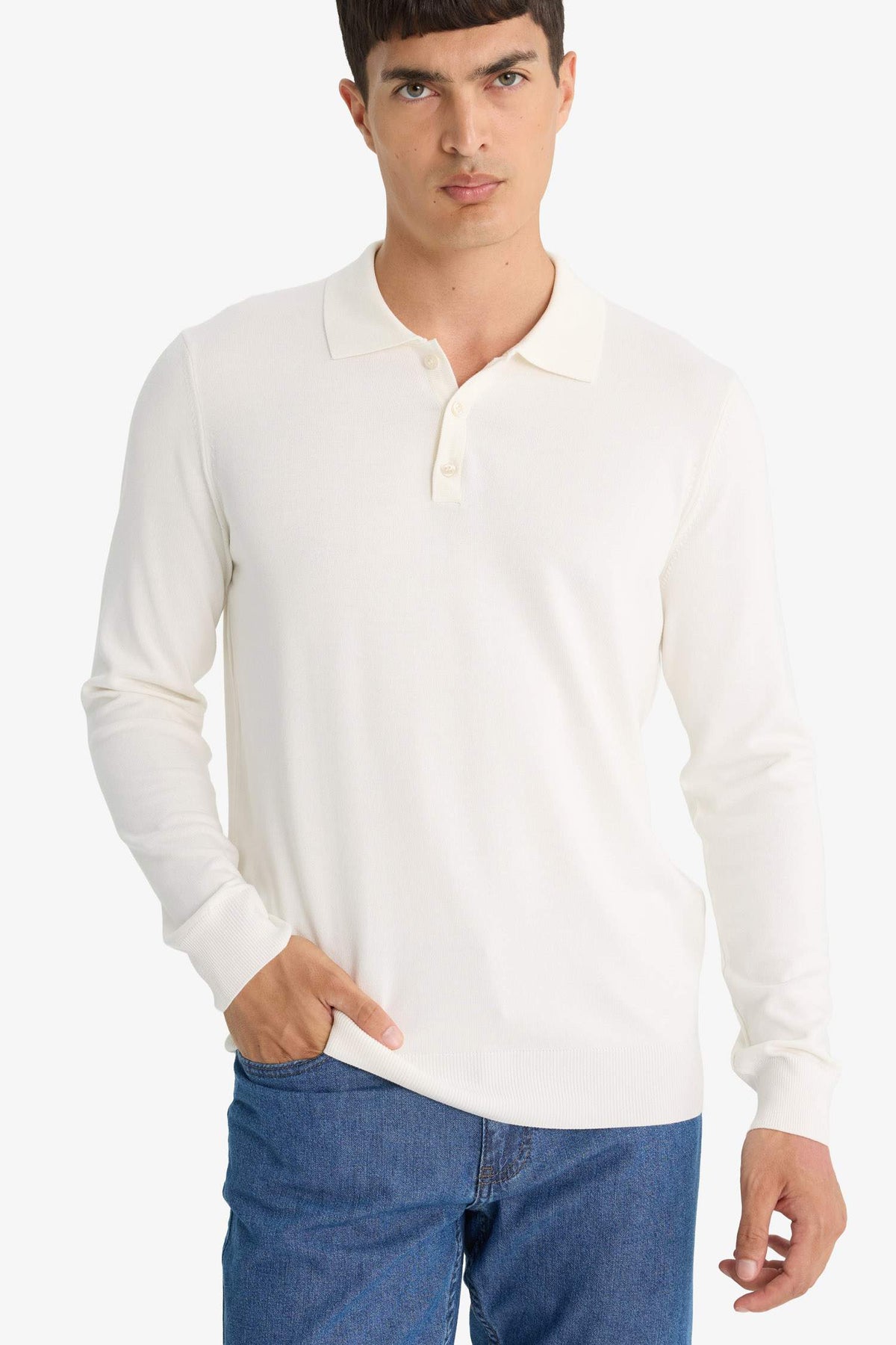 Standard Fit Polo Collar Premium Buttoned Knitwear Sweater