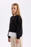 Girls Relax Fit Crew Neck Hem Detailed Sweatshirt