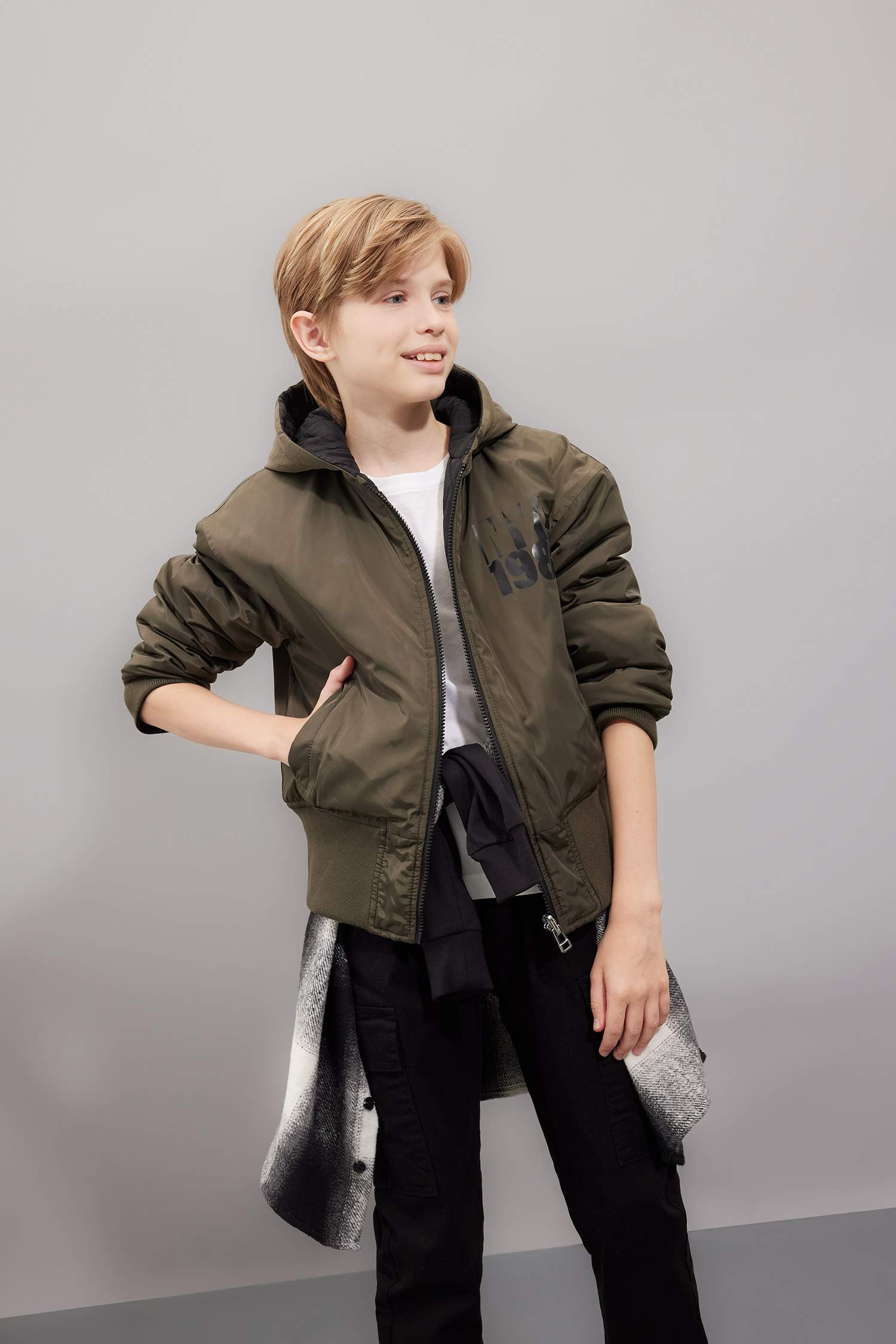 Boys Double-Sided Hooded Coat