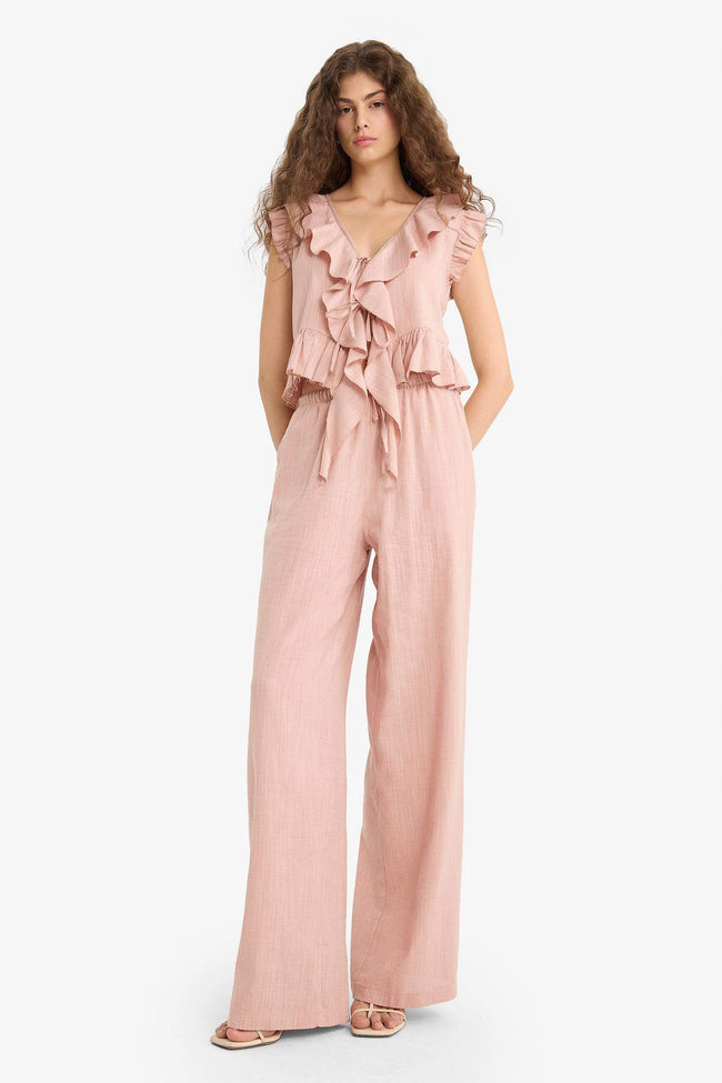 Wide Leg Double Pocket Normal Waist Standard Length Trousers Hover Image