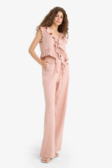 Wide Leg Double Pocket Normal Waist Standard Length Trousers