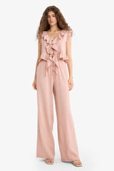 Wide Leg Double Pocket Normal Waist Standard Length Trousers
