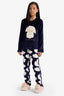 Girls Pajama Set Plush Printed Long Sleeve Top and Patterned Long Bottom