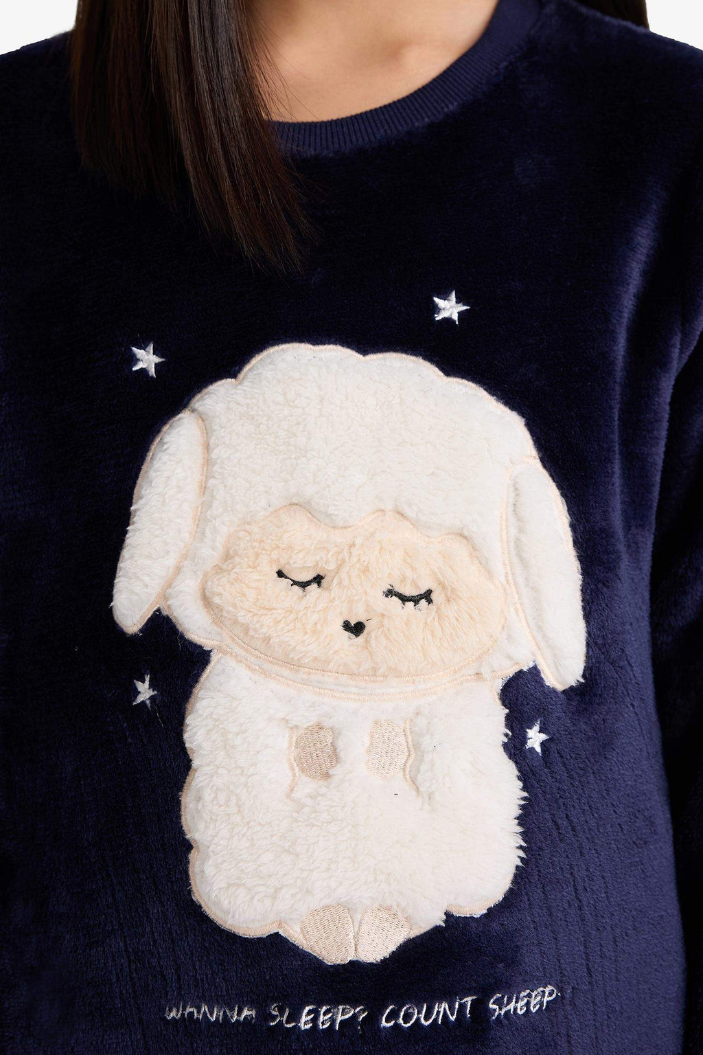 Girls Pajama Set Plush Printed Long Sleeve Top and Patterned Long Bottom