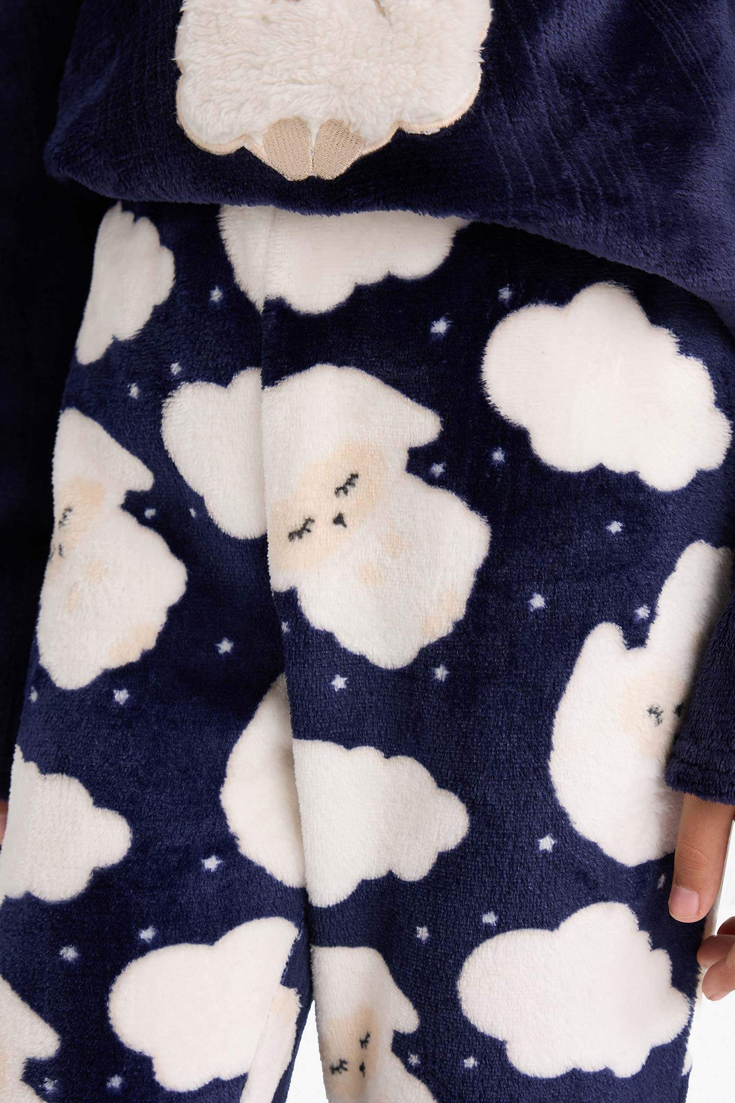 Girls Pajama Set Plush Printed Long Sleeve Top and Patterned Long Bottom