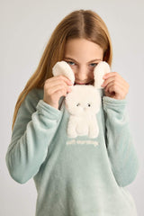 Girls' Pajama Set: Fleece Long-Sleeved Top and Long Bottoms