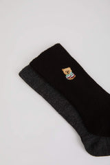 Men's Embroidered 2-Pack Viscose Winter Boot Socks