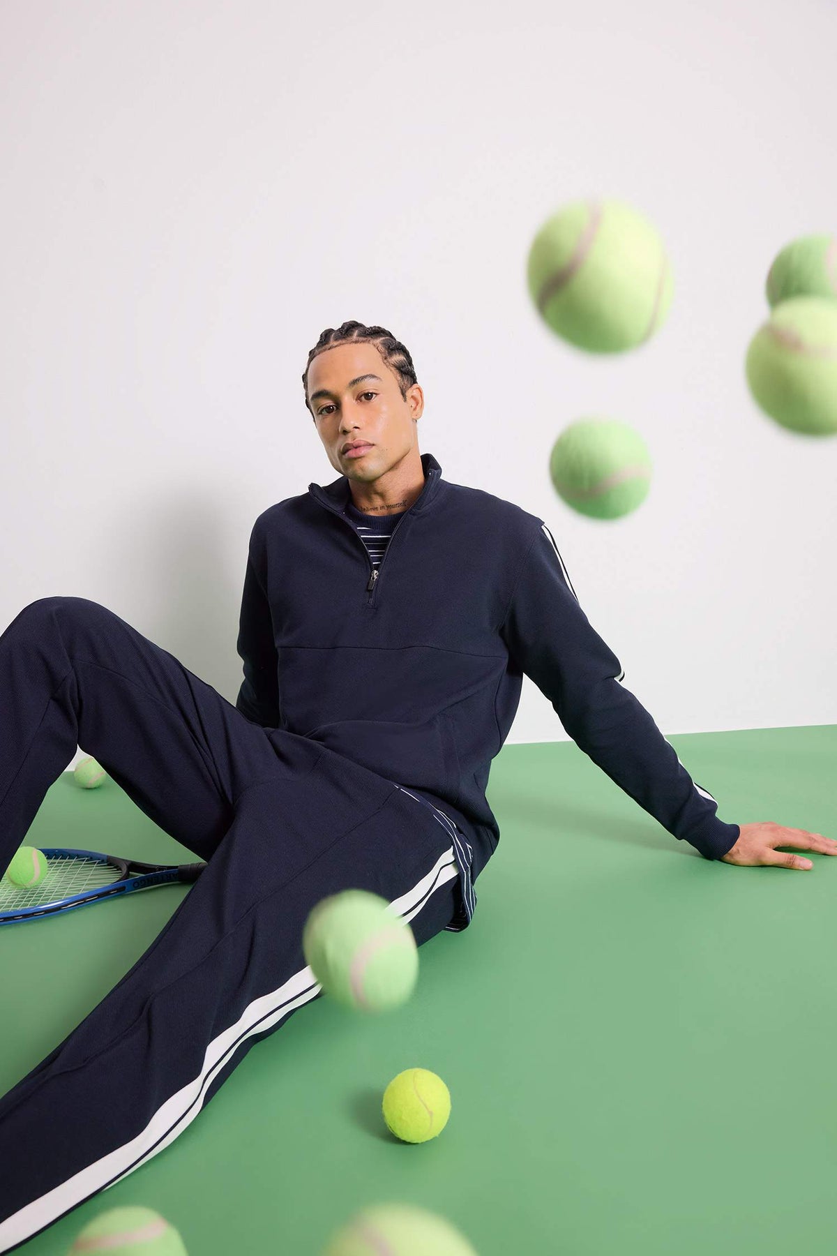 Standard Fit Stand Collar Sports Sweatshirt