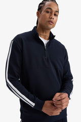 Standard Fit Stand Collar Sports Sweatshirt