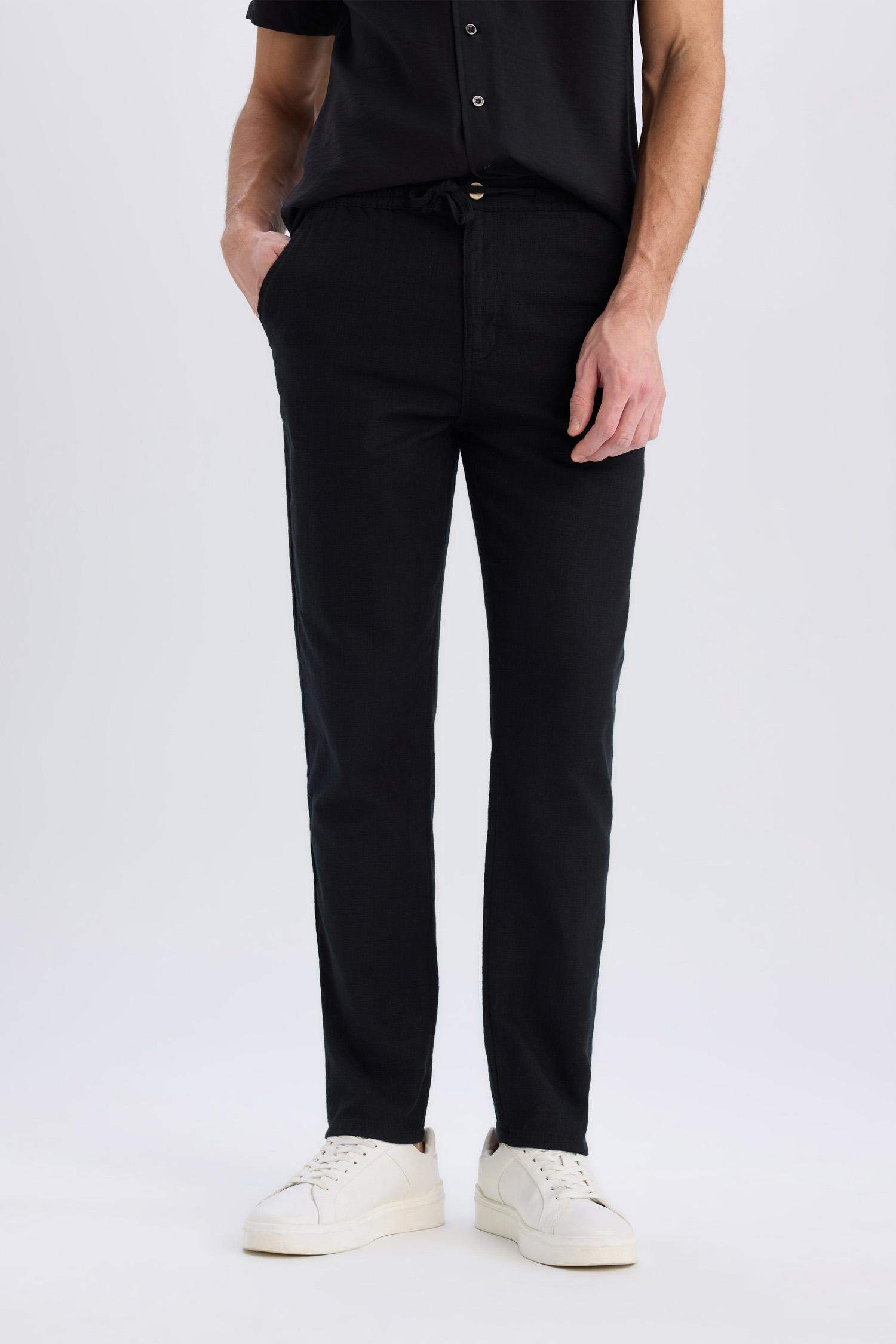 100% Cotton Summer Waisty Strap-on Jogger Pants Slim Fit Fit Fit Fit Fit With Flat Leg Pocket