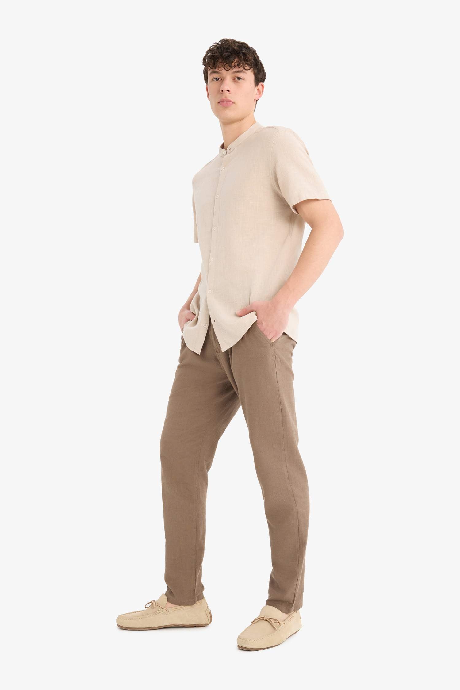 100% Cotton Summer Waisty Strap-on Jogger Pants Slim Fit Fit Fit Fit Fit With Flat Leg Pocket