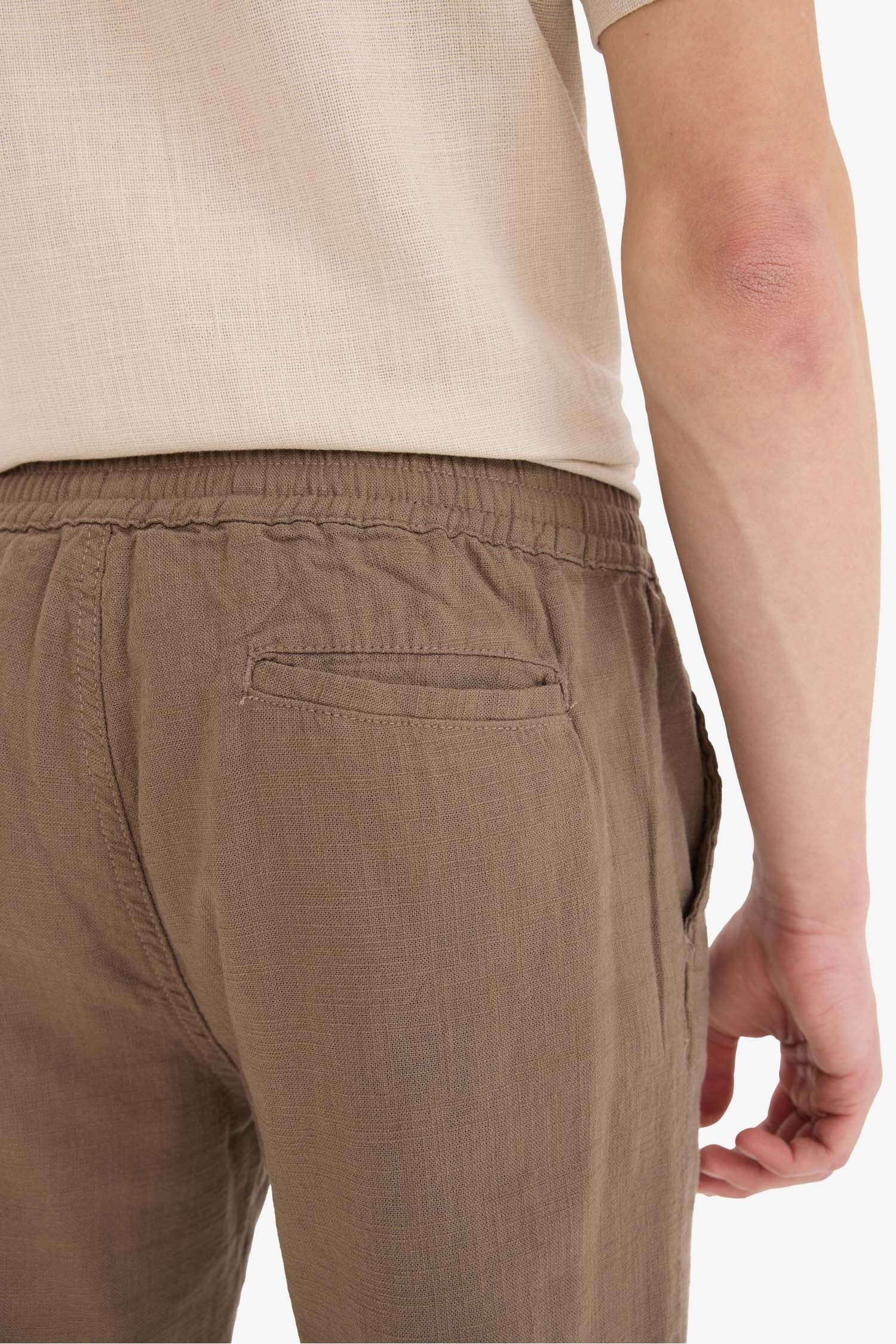 100% Cotton Summer Waisty Strap-on Jogger Pants Slim Fit Fit Fit Fit Fit With Flat Leg Pocket