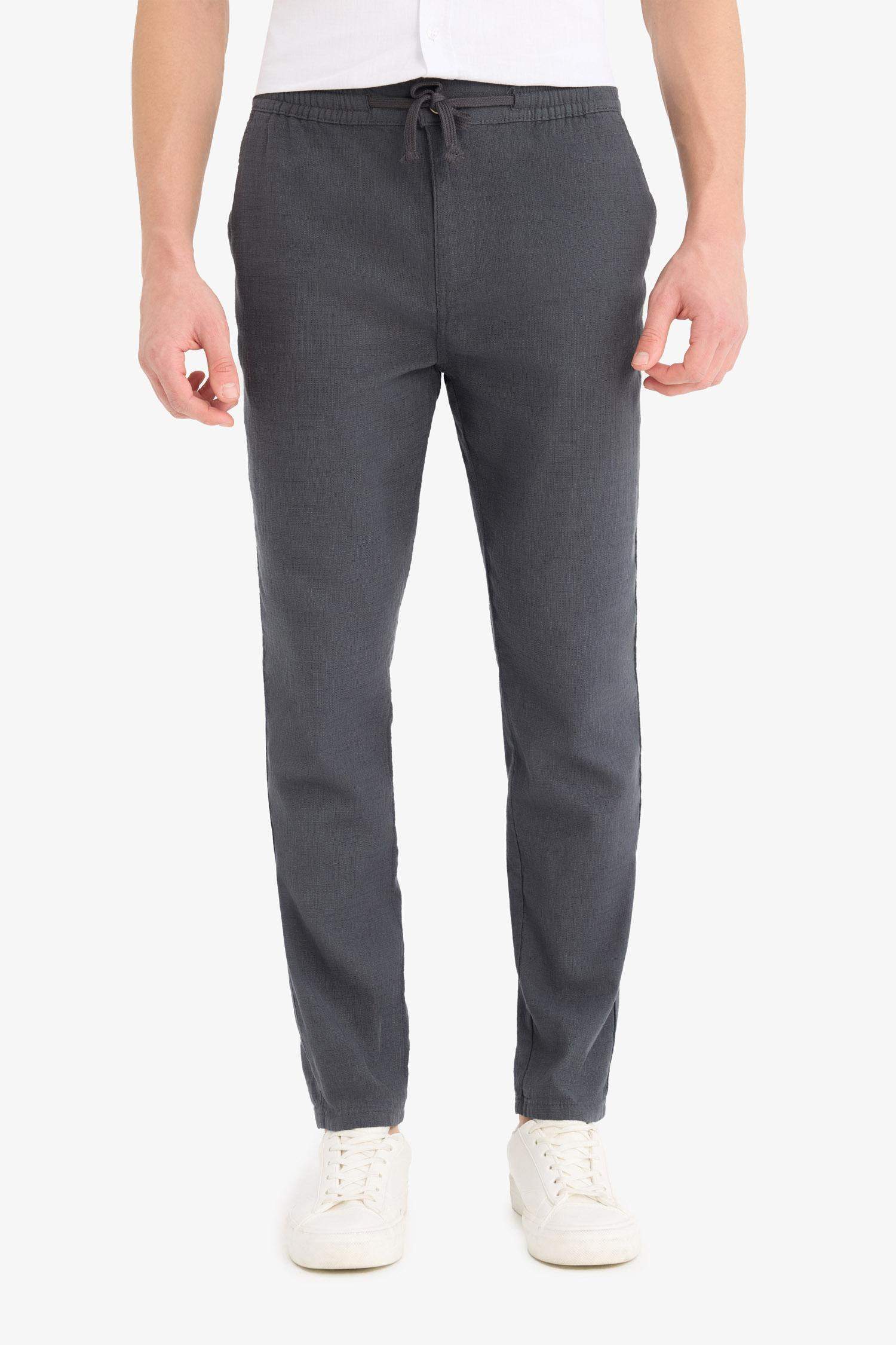 100% Cotton Summer Waisty Strap-on Jogger Pants Slim Fit Fit Fit Fit Fit With Flat Leg Pocket