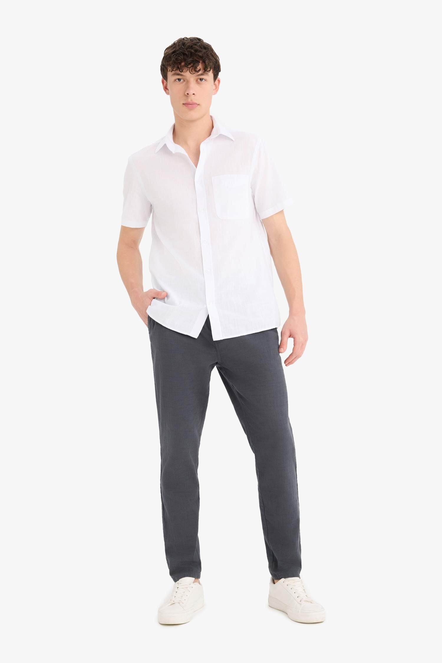 100% Cotton Summer Waisty Strap-on Jogger Pants Slim Fit Fit Fit Fit Fit With Flat Leg Pocket