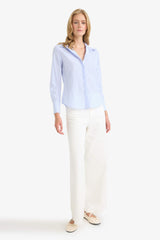 Fitted Striped Poplin Long Sleeve Shirt