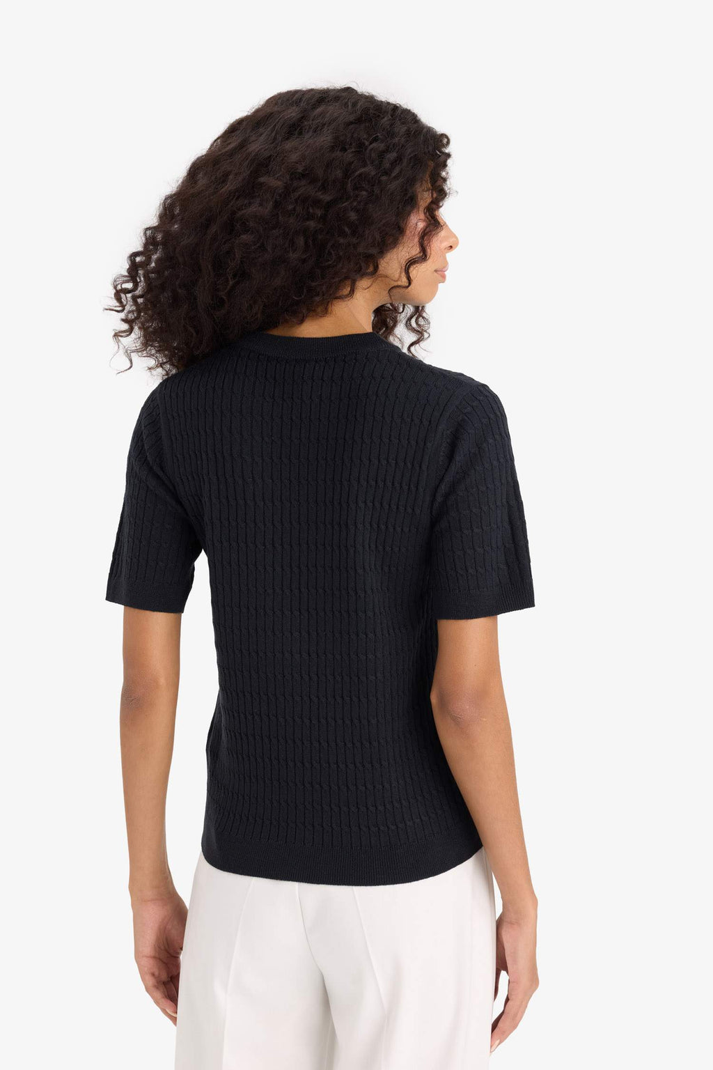 Regular Fit Crew Neck Short Sleeve Knitwear Sweater