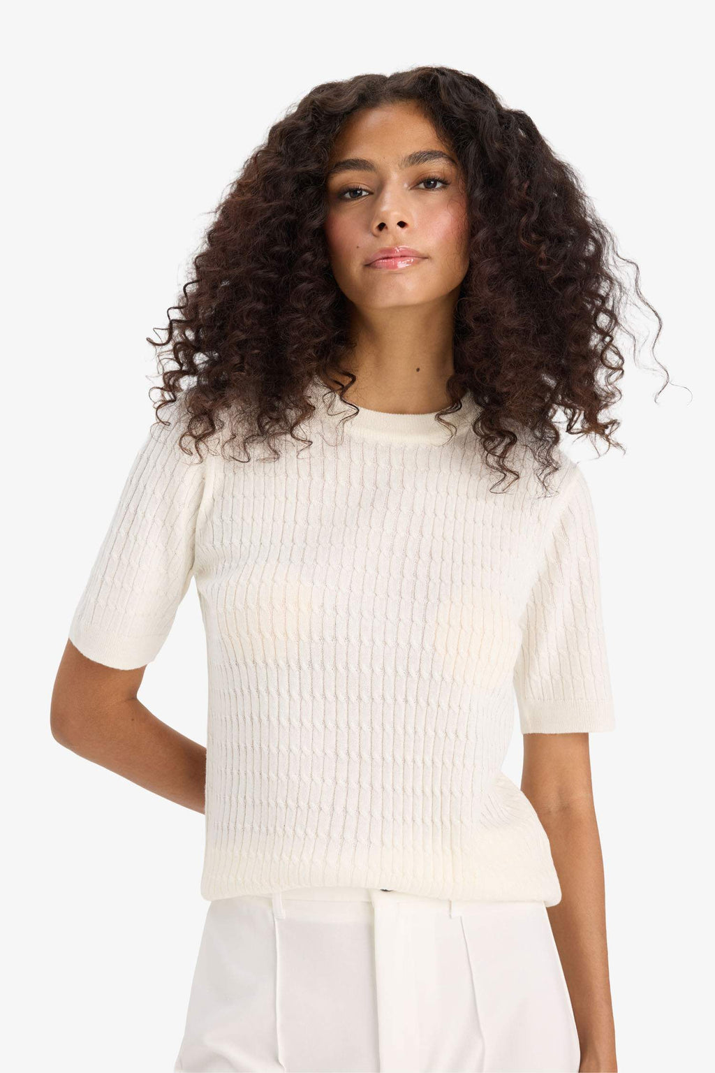 Regular Fit Crew Neck Short Sleeve Knitwear Sweater