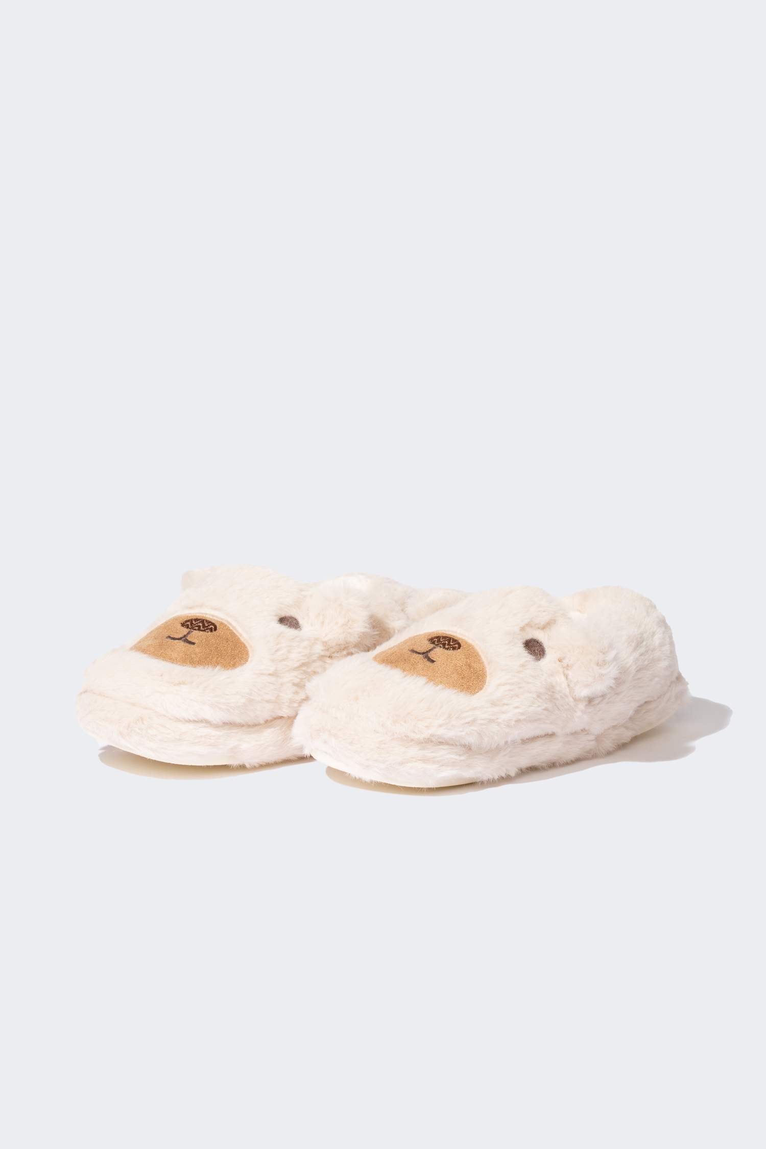 Girls Teddy Bear Themed Plush Flat Sole Slippers