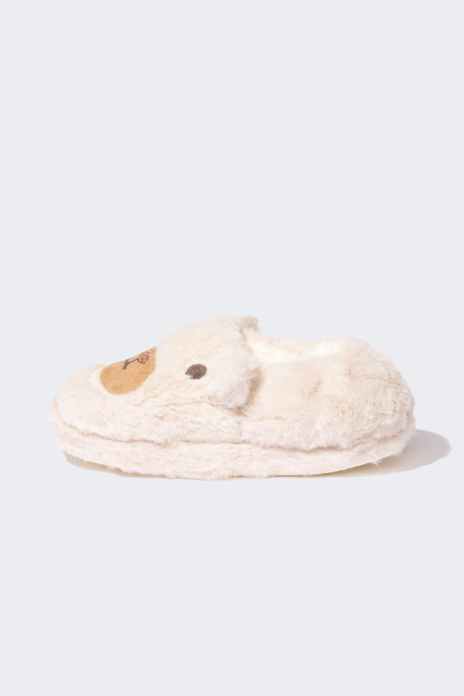 Girls Teddy Bear Themed Plush Flat Sole Slippers