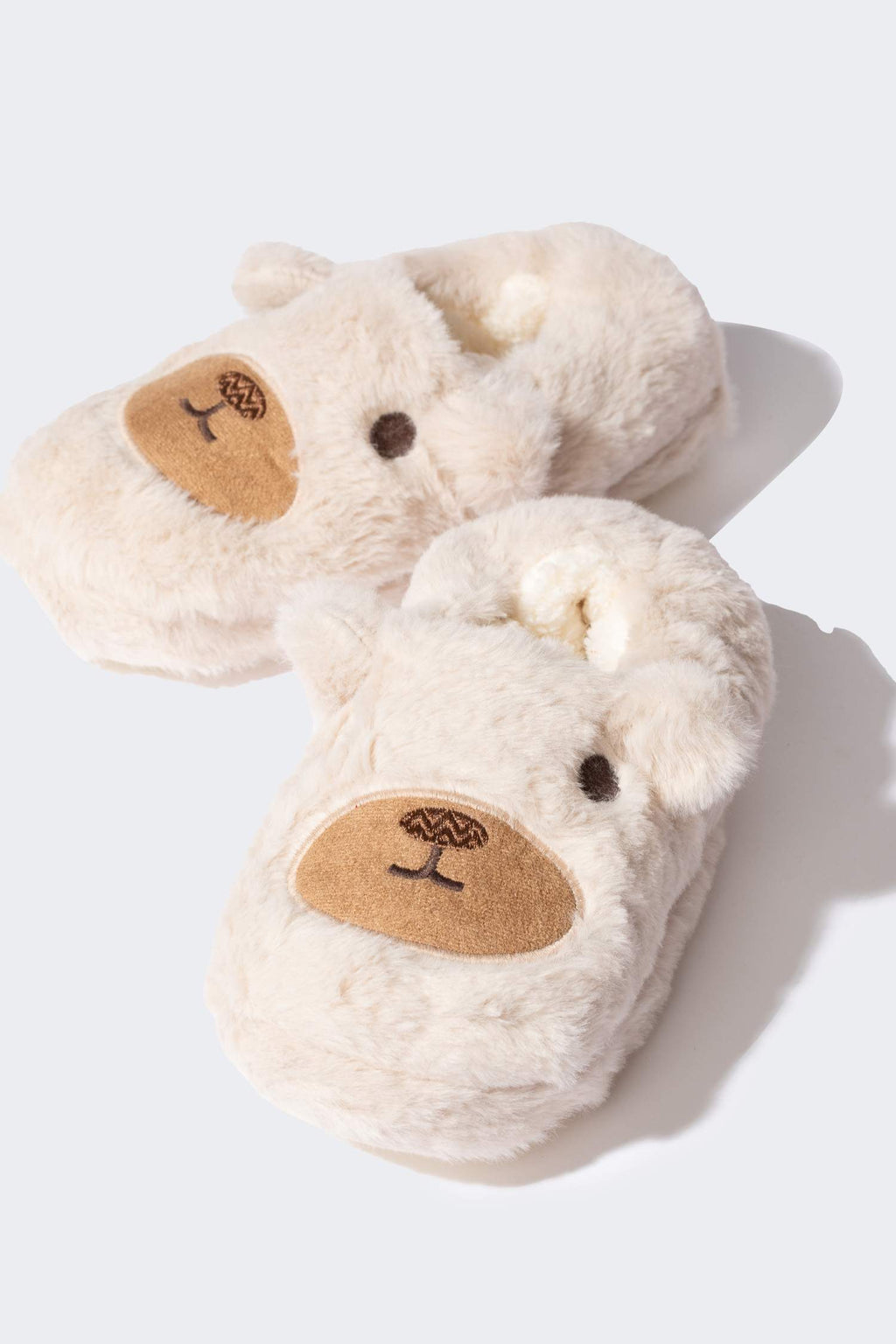 Girls Teddy Bear Themed Plush Flat Sole Slippers