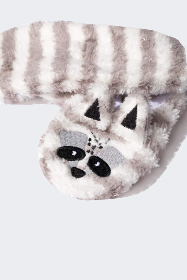 Boys Raccoon Themed Striped Flat Sole Home Slippers Main Image