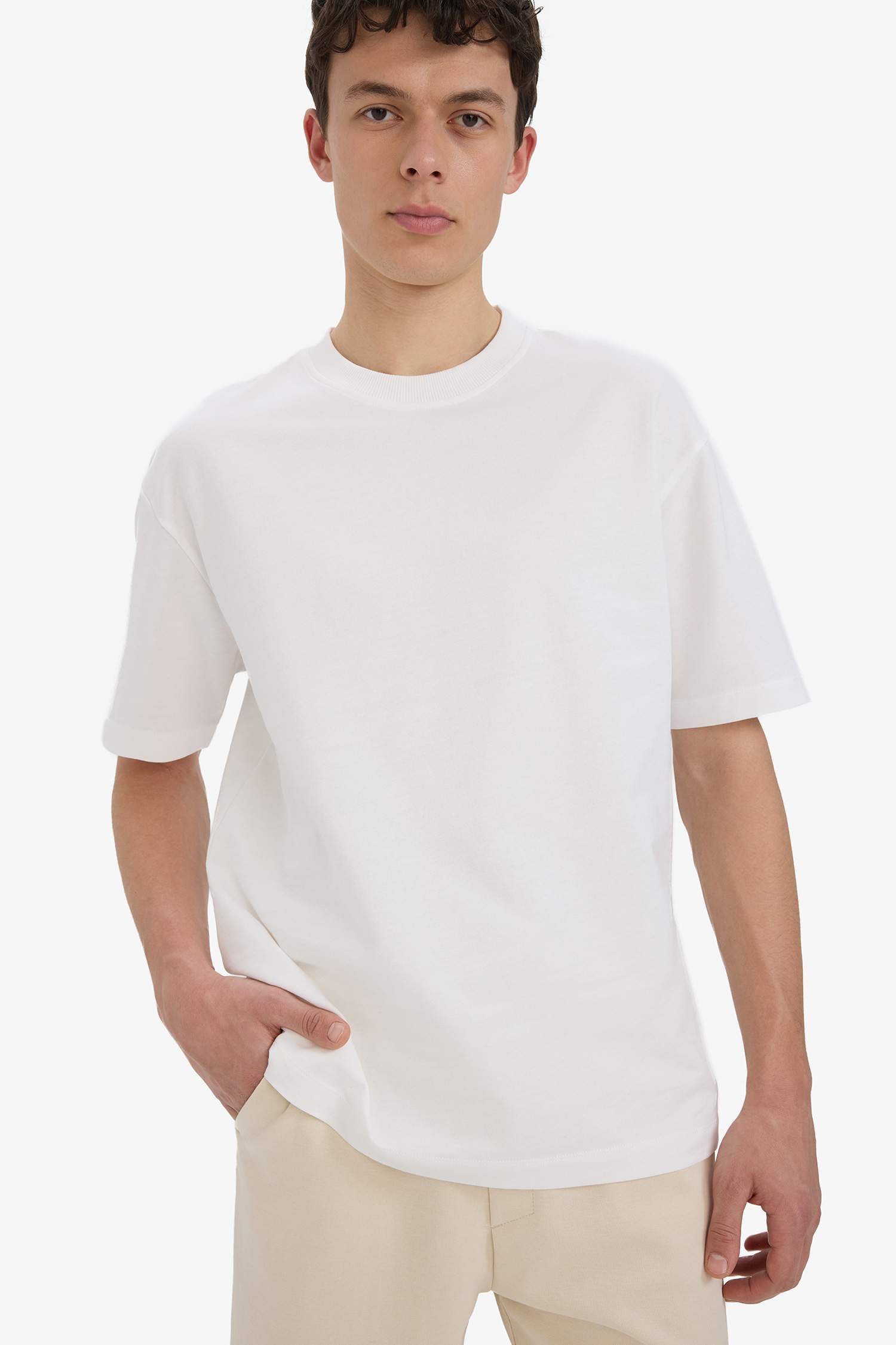 Cotton Relax Fit Crew Neck Basic T-Shirt