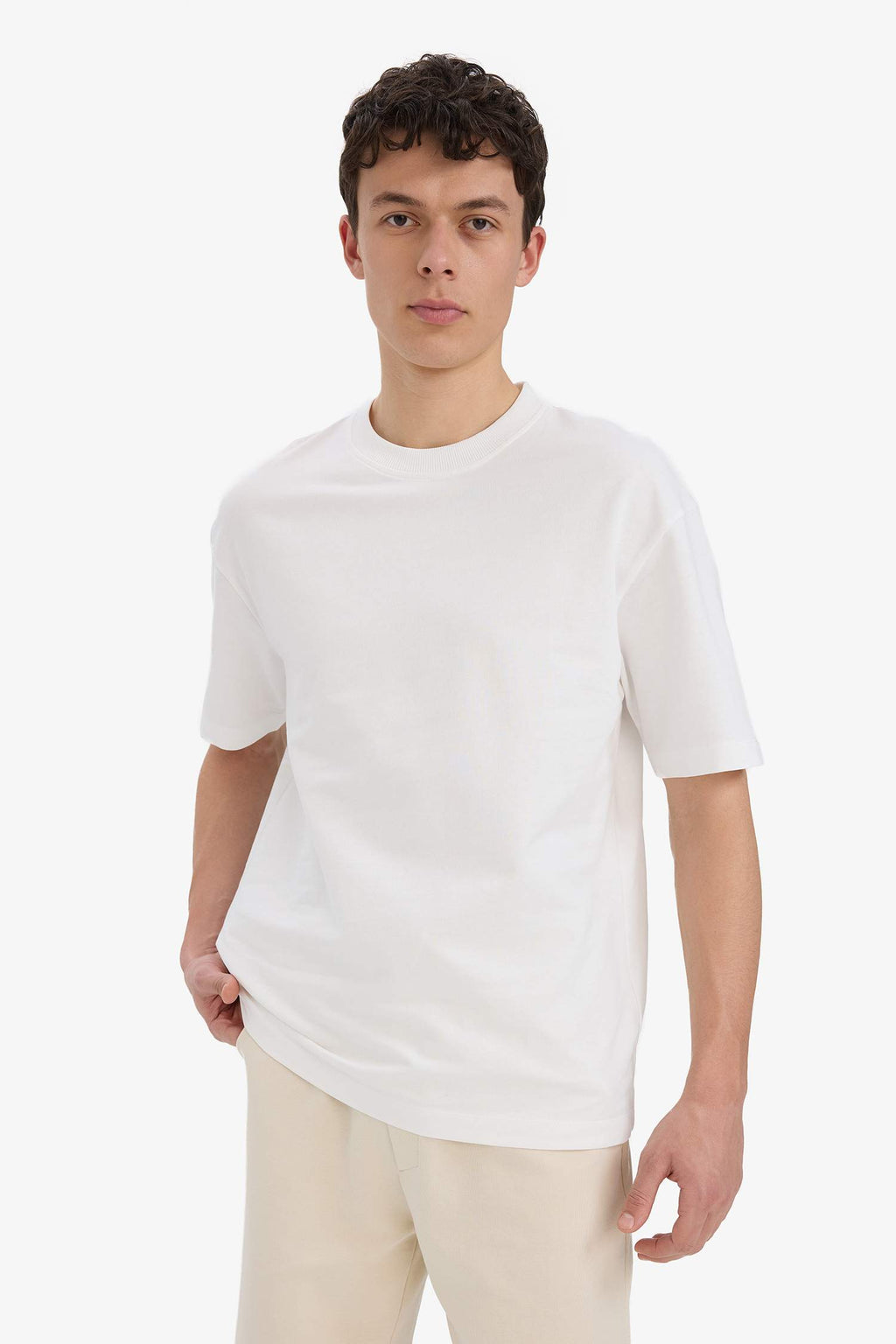 Cotton Relax Fit Crew Neck Basic T-Shirt
