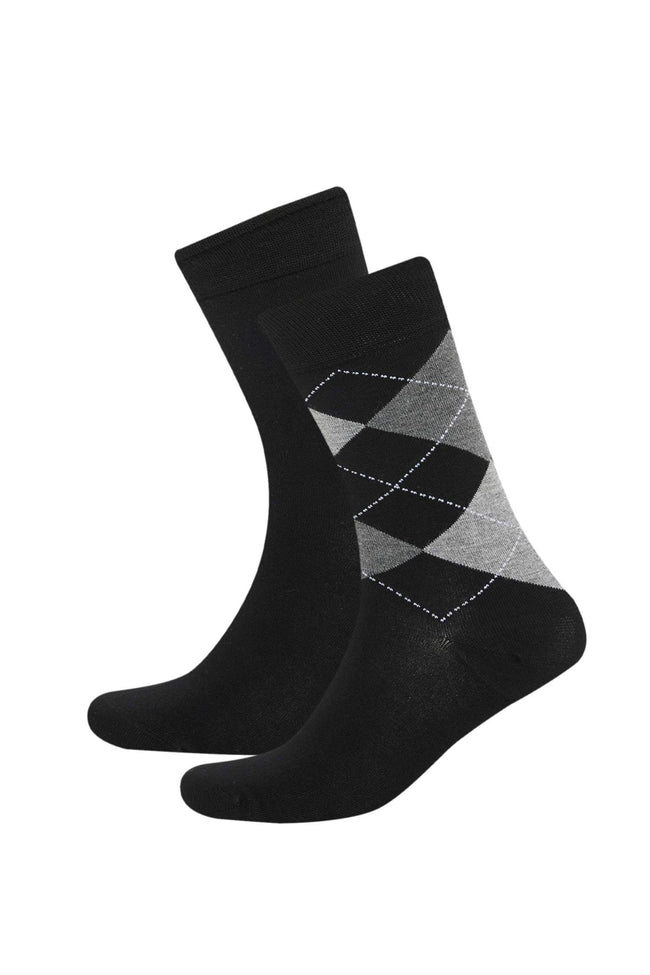 Mens Seamless Diamond Pattern Ultra Soft 2-Pack Bamboo Premium Long Socks Hover Image