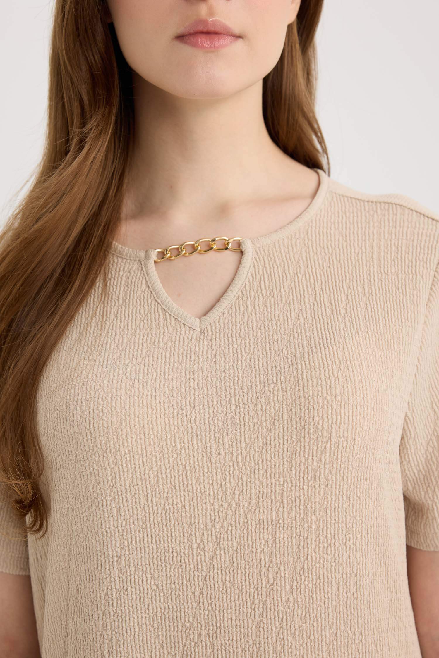 Regular Fit Open Neck Basic Plain Crepe Short Sleeve Midi Summer Dress