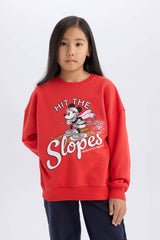 Girls Disney Mickey & Minnie Oversize Wide-Mould Crew Neck Sweatshirt