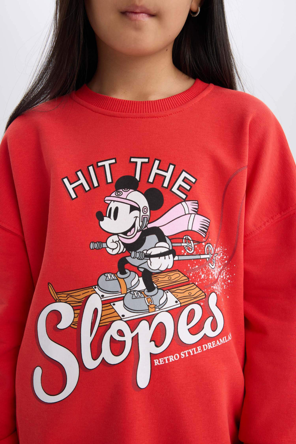 Girls Disney Mickey & Minnie Oversize Wide-Mould Crew Neck Sweatshirt