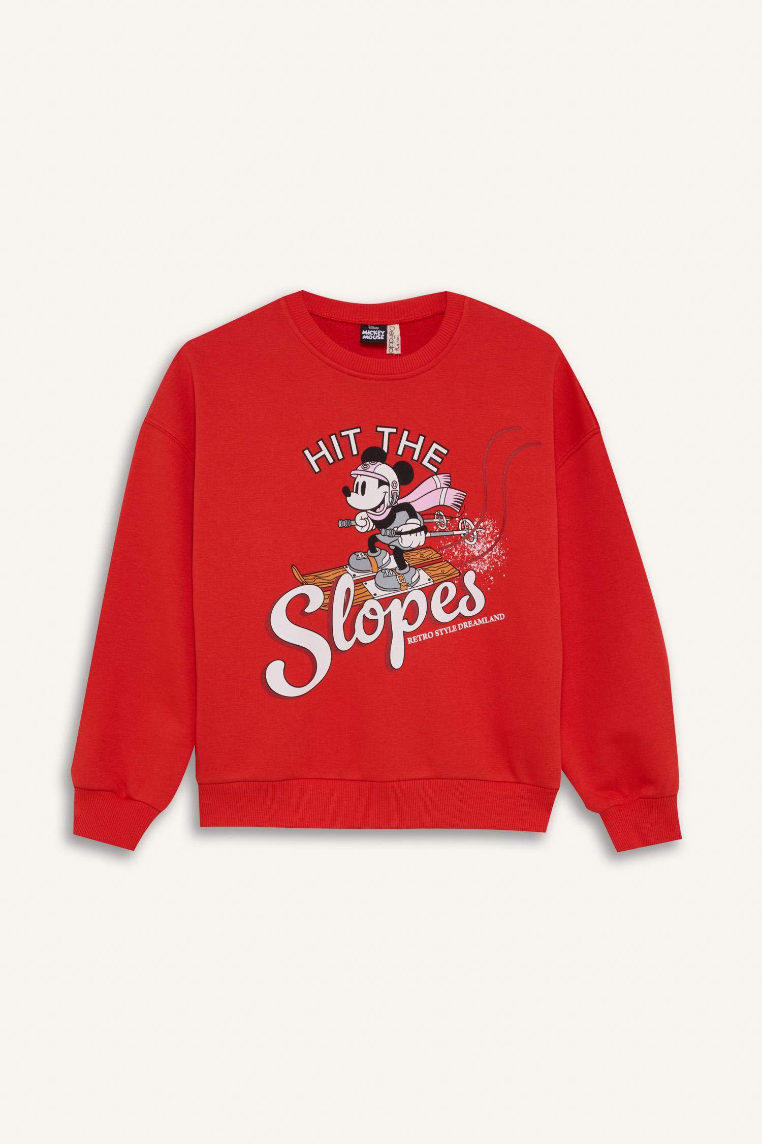 Girls Disney Mickey & Minnie Oversize Wide-Mould Crew Neck Sweatshirt