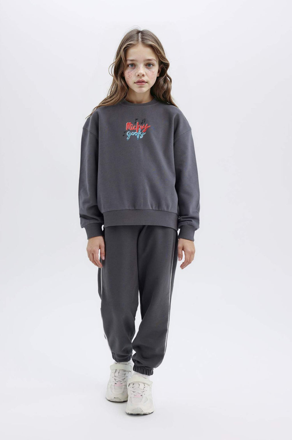 Girls Disney Mickey Mouse & Friends Oversize Wide-Mould Hooded Back Printed Sweatshirt