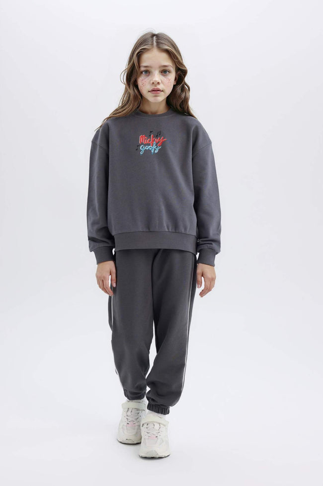 Girls Disney Mickey Mouse & Friends Oversize Wide-Mould Hooded Back Printed Sweatshirt Main Image