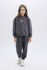 Girls Disney Mickey Mouse & Friends Oversize Wide-Mould Hooded Back Printed Sweatshirt