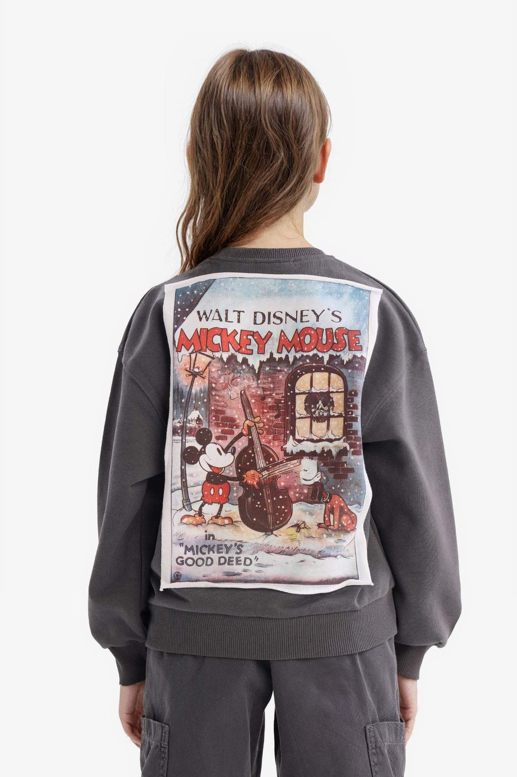 Girls Disney Mickey Mouse & Friends Oversize Wide-Mould Hooded Back Printed Sweatshirt