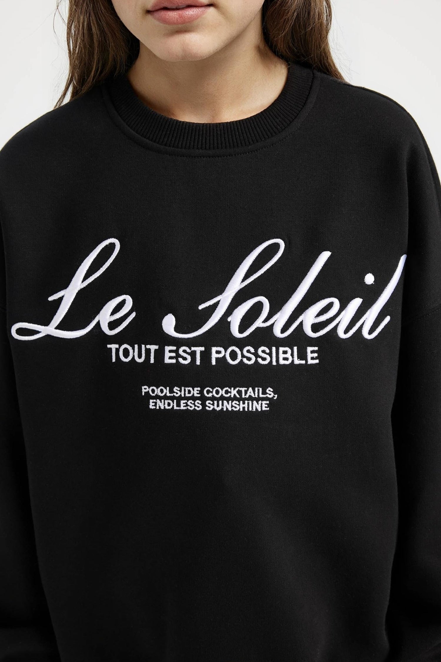 Girls Oversize Wide Pattern Crew Neck Printed Sweatshirt