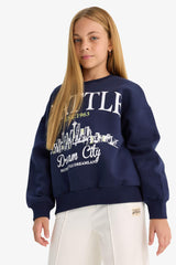 Girls Relax Fit Crew Neck Printed Sweatshirt