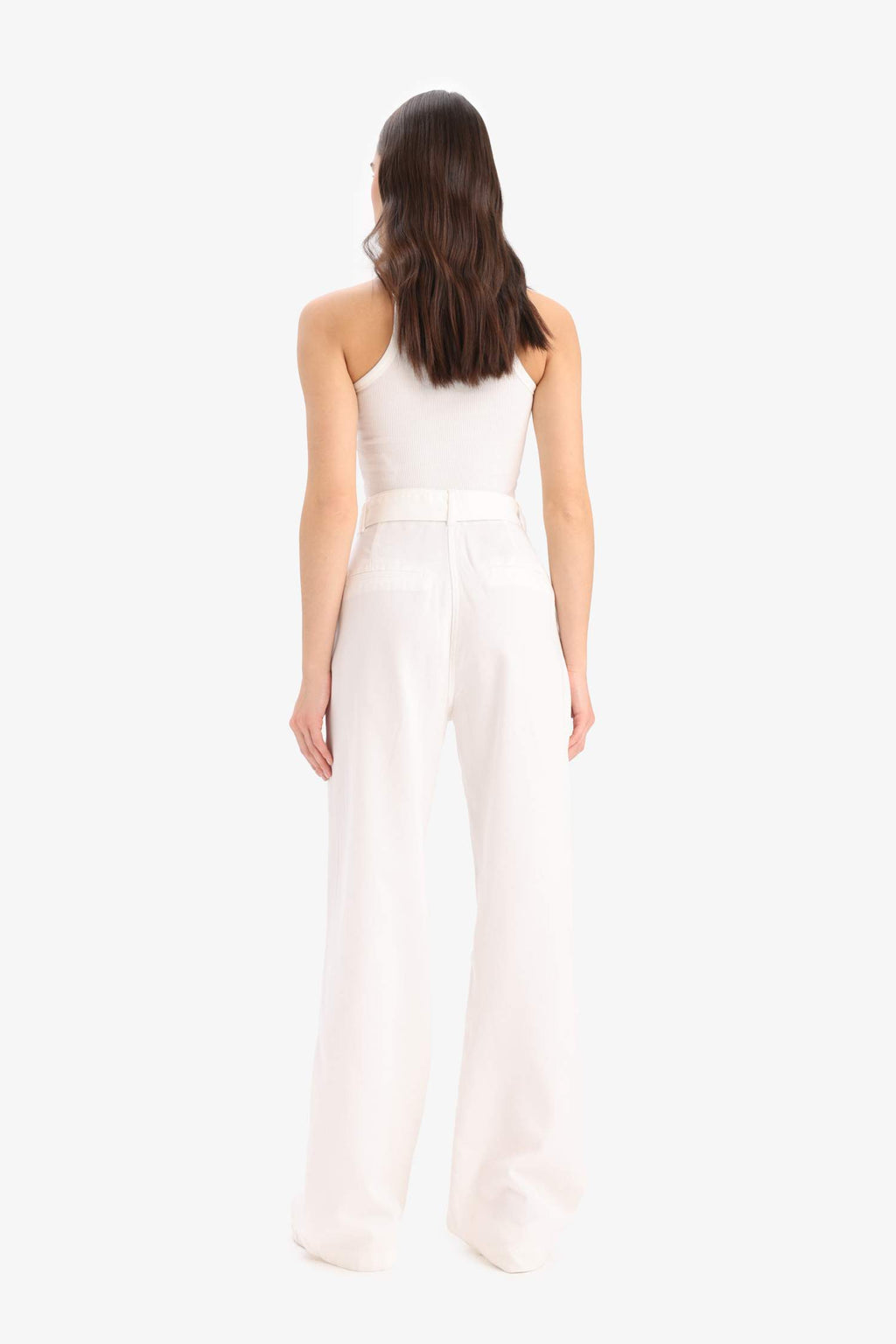 Double Pocket High Waist Standard Length Modal Wide Leg Trousers