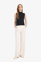 Crew Neck Sleeveless Black Tank Top