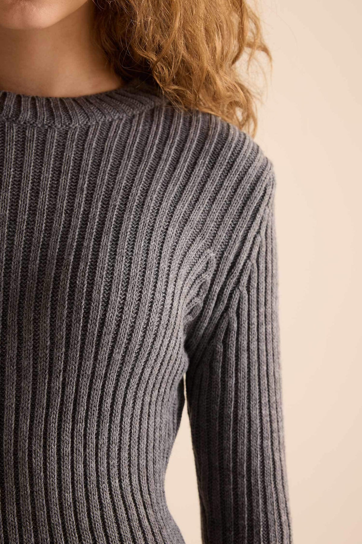 A Cut Bike Collar Long Sleeve Mini Sweater Dress