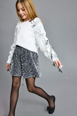 Girl A Cut Sequin Skirt